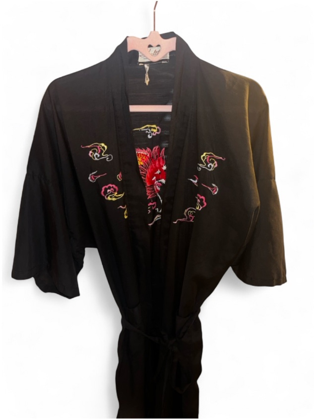 Health Shanghai Kimono Robe with Embroidered Dragon Tie Belt